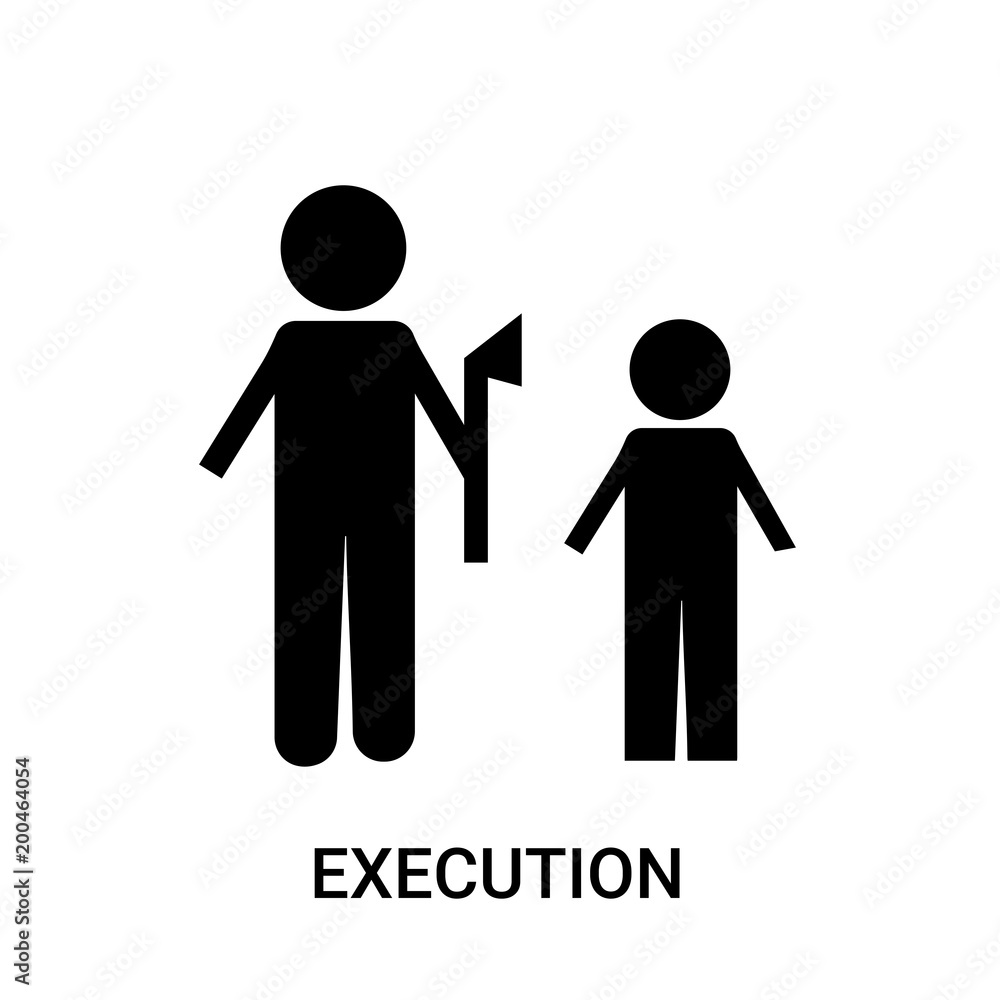 execution icon on white background, in black, vector icon illustration execution icon on white background, in black, vector icon illustration