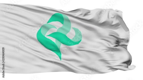 Kai flag, Yamanashi prefecture, realistic animation isolated on white seamless loop - 10 seconds long (alpha channel is included) photo