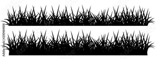 Black silhouette of grass, isolated on white background