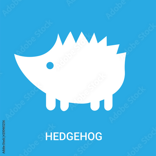 hedgehog icon on blue background, in white, vector icon illustration