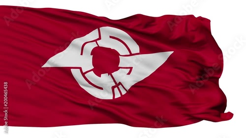 Kamagaya flag, Chiba prefecture, realistic animation isolated on white seamless loop - 10 seconds long (alpha channel is included) photo