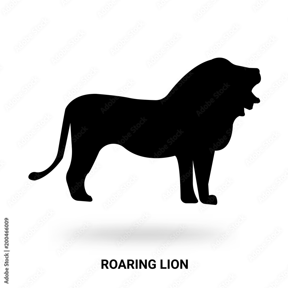 roaring lion silhouette isolated on white background