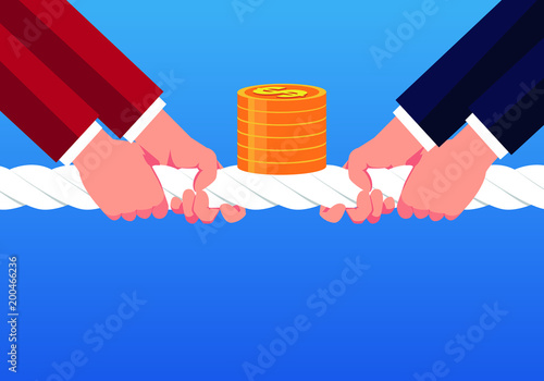 Businessmen compete for gold coins