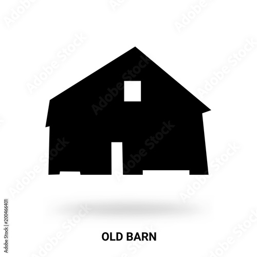 old barn silhouette isolated on white background