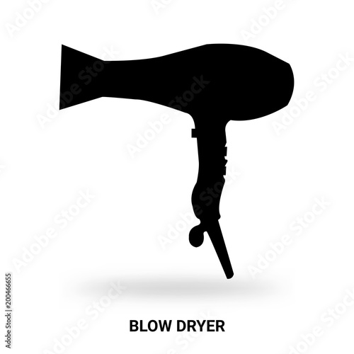 blow dryer silhouette isolated on white background