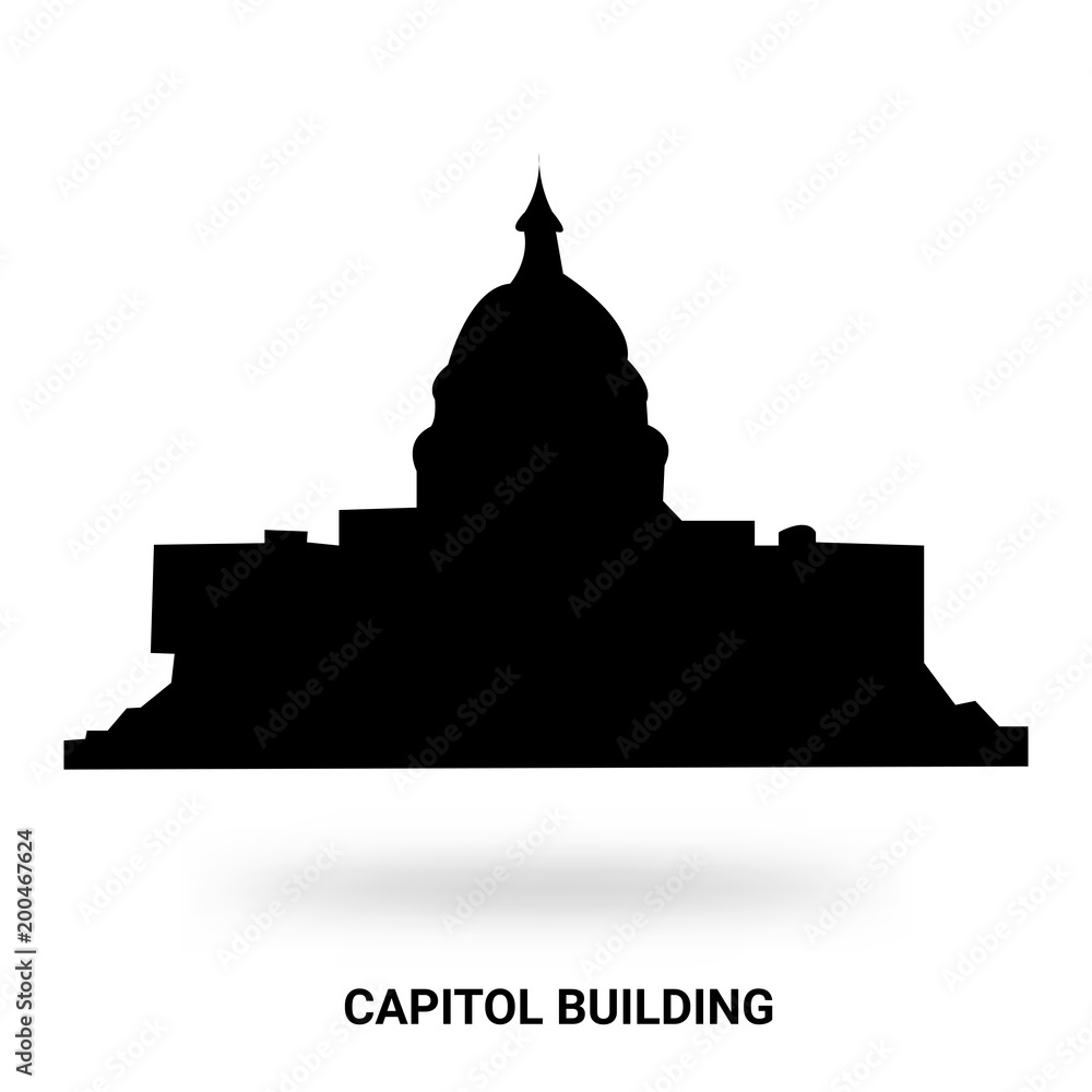 capitol building silhouette isolated on white background