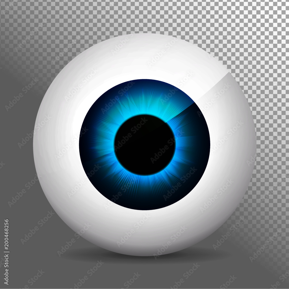 Eye, blue. Realistic 3d indigo eyeball vector illustration. Real human iris,pupil and eye sphere. Icon on transparent background. Isolated macro color eyeball. Character eyes design. Anatomy close up. Eye, blue. Realistic 3d indigo eyeball vector illustration. Real human iris,pupil and eye sphere. Icon on transparent background. Isolated macro color eyeball. Character eyes design. Anatomy close up.