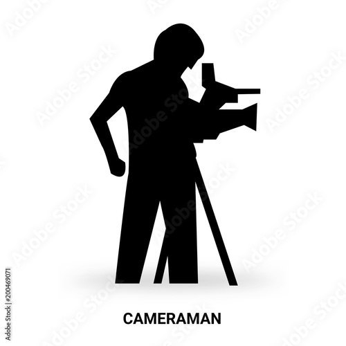 cameraman silhouette isolated on white background