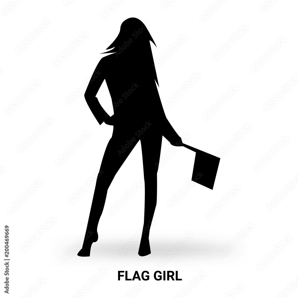 flag girl silhouette isolated on white background Stock Vector Adobe