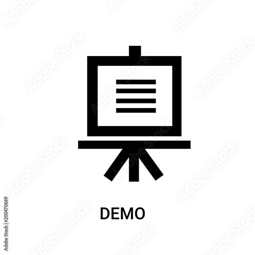 demo icon on white background, in black, vector icon illustration