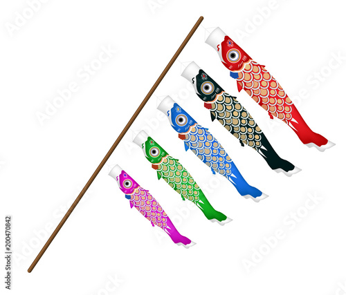 japan koi fish kite on a white background