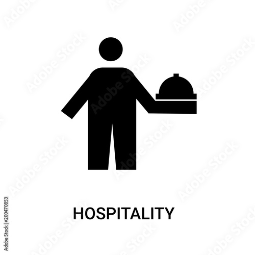 hospitality icon on white background, in black, vector icon illustration