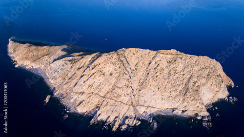 Aerial panoramic views of isla San diego, Baja California 
Sur, Mexico. Sea of cortez. photo