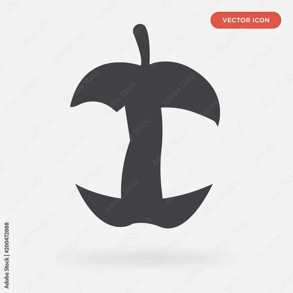 eaten apple icon isolated on grey background, in black, vector icon illustration eaten apple icon isolated on grey background, in black, vector icon illustration