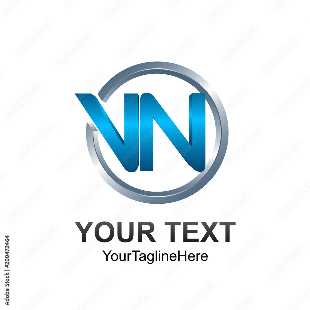 3D Circle Letter VN initial alphabet logo design template element 3D Circle Letter VN initial alphabet logo design template element