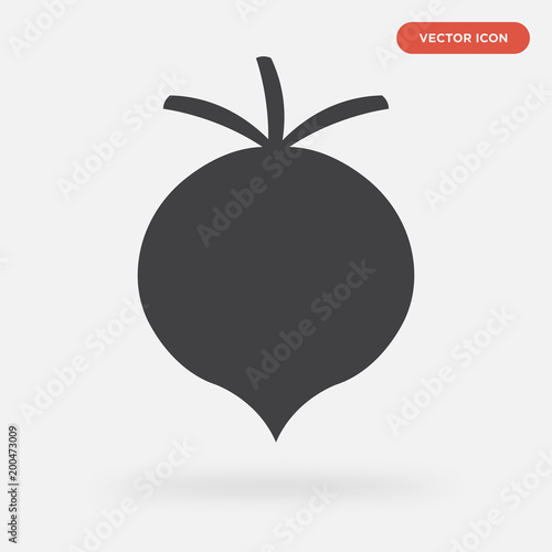 radish icon isolated on grey background, in black, vector icon illustration
