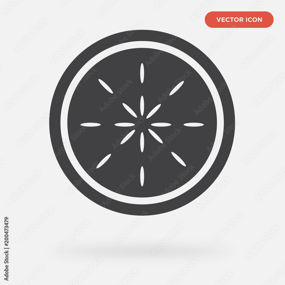 mandarin icon isolated on grey background,in black, vector icon illustration