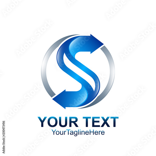 Free Download Letter S logo design template colored silver blue circle arrow design for business and company identity. Abstract initial S alphabet logo element. - GFXLoad