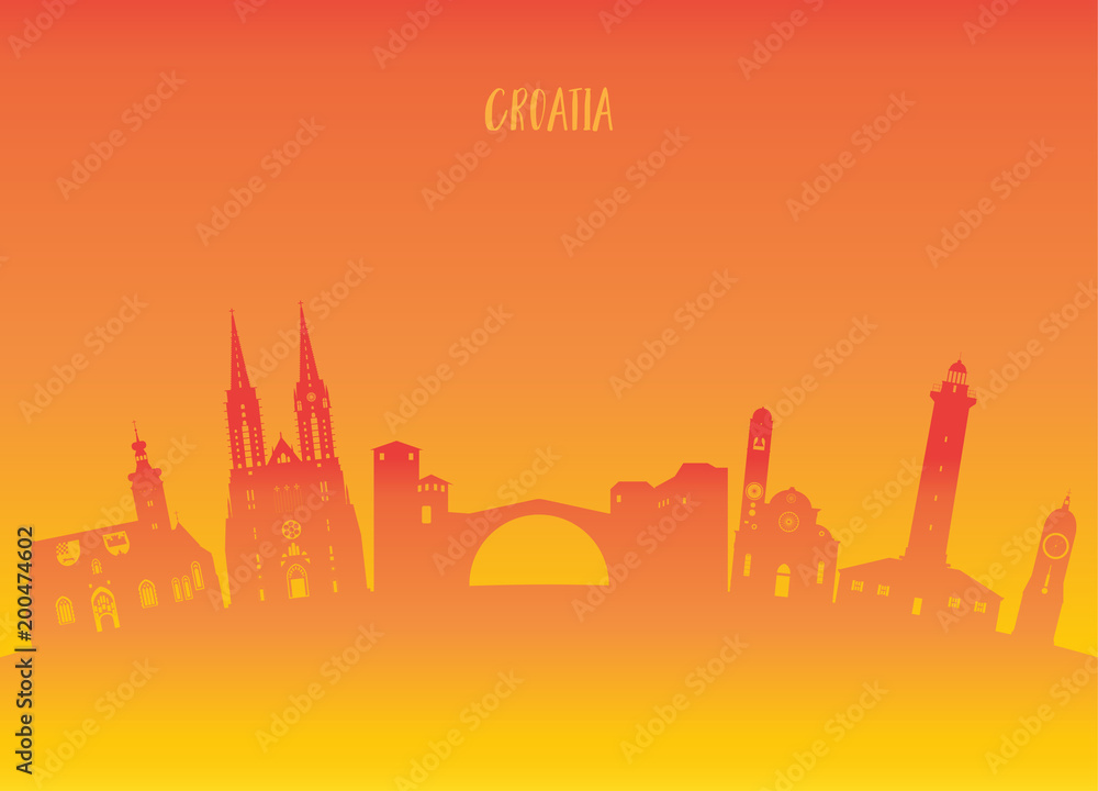 Croatia Landmark Global Travel And Journey paper background. Vector Design Template.used for your advertisement, book, banner, template, travel business or presentation