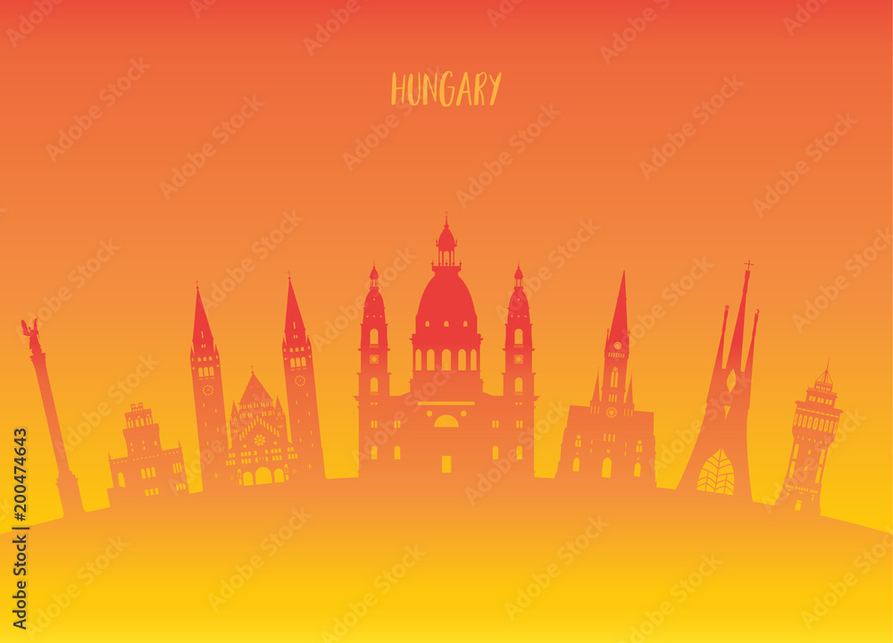 Hungary Landmark Global Travel And Journey paper background. Vector Design Template.used for your advertisement, book, banner, template, travel business or presentation.