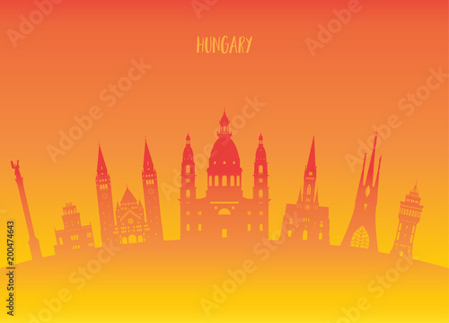 Hungary Landmark Global Travel And Journey paper background. Vector Design Template.used for your advertisement  book  banner  template  travel business or presentation.