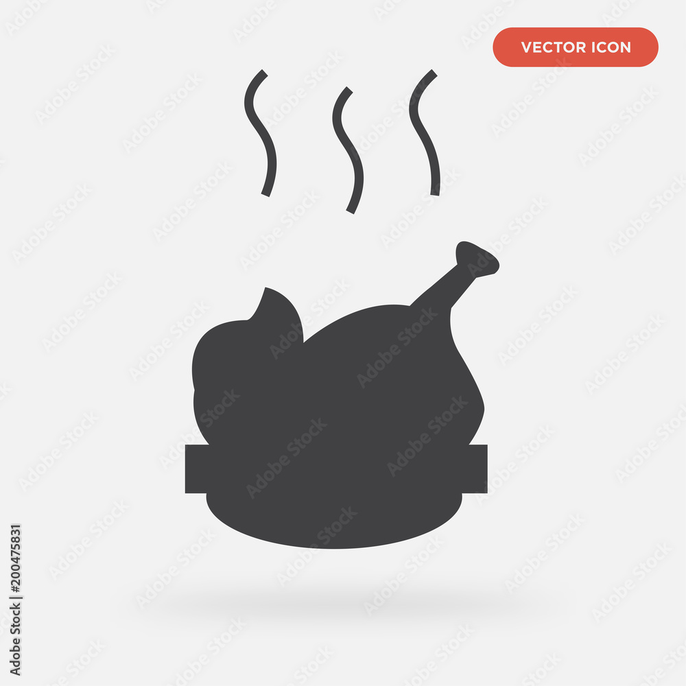 cooked chicken icon isolated on grey background, in black, vector icon illustration cooked chicken icon isolated on grey background, in black, vector icon illustration
