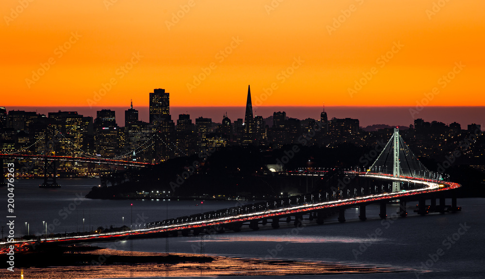 San Francisco Bay Skyline at Sunset