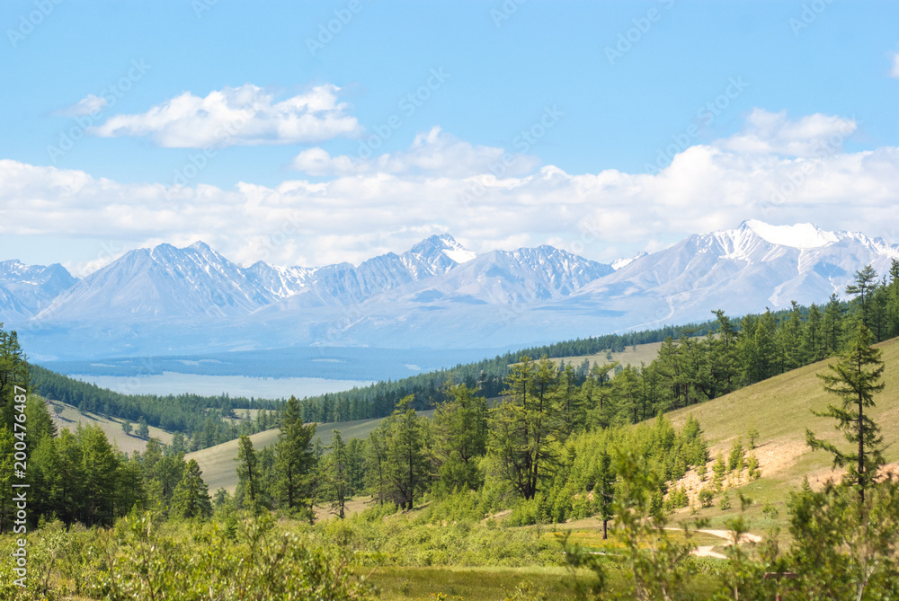 Forest and mountains at Lake Khuvsgul