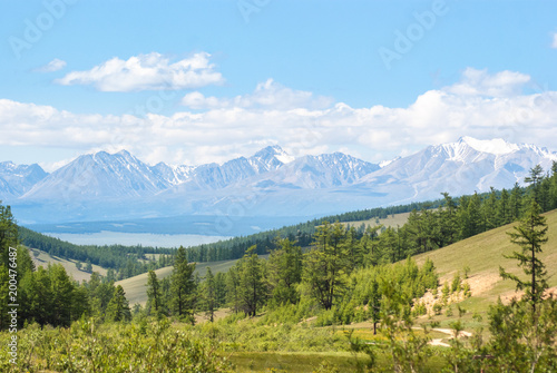 Forest and mountains at Lake Khuvsgul