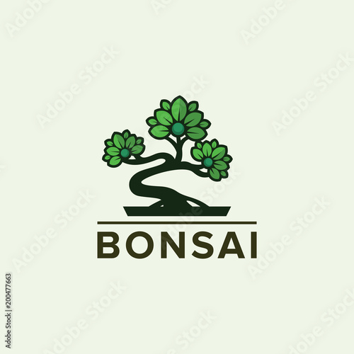 Bonsai logo template  vector illustration