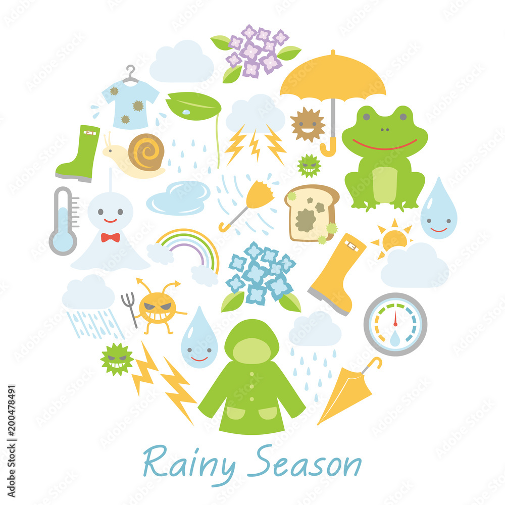 Fototapeta premium 梅雨のアイコン