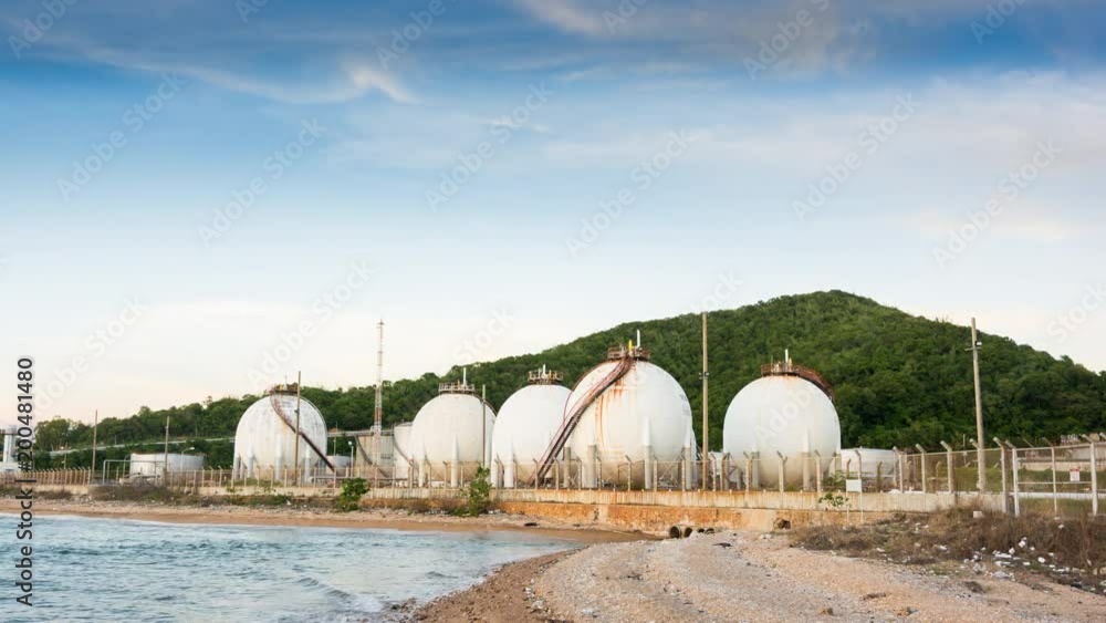Time lapse of storage tank industry oil refinery gas factory plant, day to night Time lapse of storage tank industry oil refinery gas factory plant, day to night