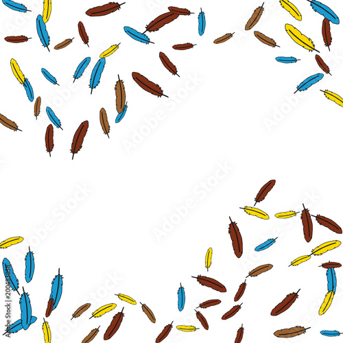 Colorful feathers. Prints of Colored feathers Design for Goods for Pets. Simple Pattern for Print  Logo or Poster. Vector Confetti Background.