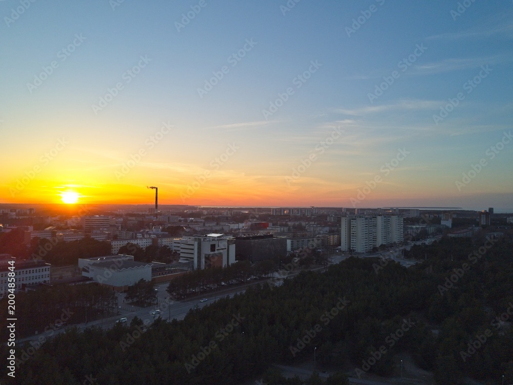 Panoramic aerial view of City Tallinn Estonia , Distrikt mustamjae