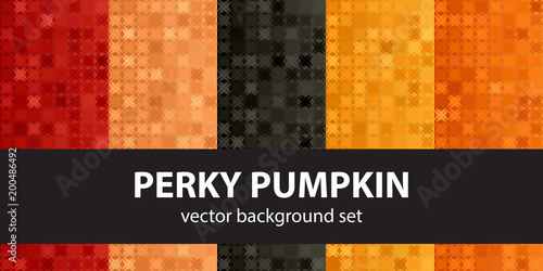 Abstract pattern set Perky Pumpkin. Vector seamless backgrounds