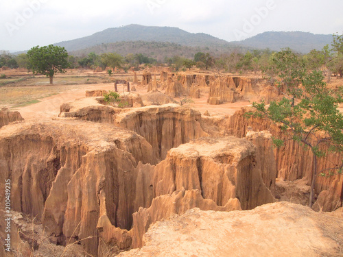 Lalu Park in Sakaeo province, Thailand, due to soil erosion has produced stranges shapes