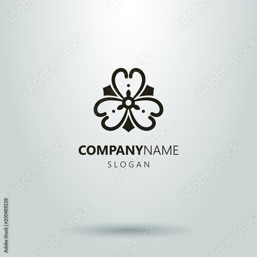 logo of an abstract frameless flower. black and white simple icon. geometrical pictogram