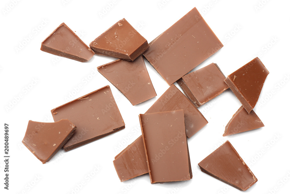 cracked chocolate candies sweets isolated on white background top view cracked chocolate candies sweets isolated on white background top view