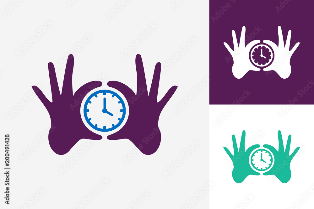 Fototapeta premium Hand Circle Time Logo Template Design Vector, Emblem, Design Concept, Creative Symbol, Icon
