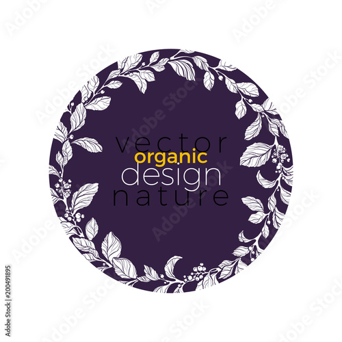 Vector wreath of mate branch, flower, leaf