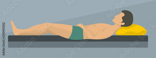 Lying human banner. Flat illustration of lying human vector banner for web