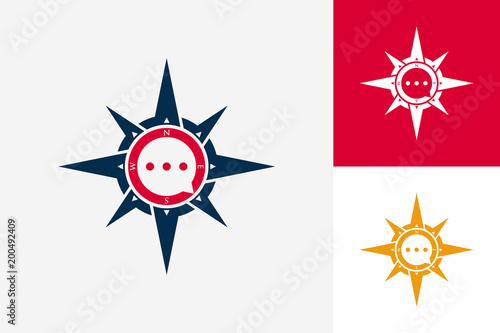 Compass Chat Logo Template Design Vector, Emblem, Design Concept, Creative Symbol, Icon