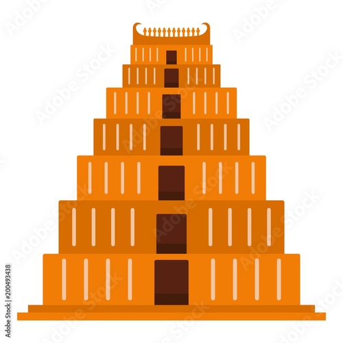 Mayan pyramid icon. Flat illustration of mayan pyramid vector icon for web