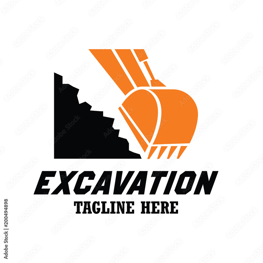 excavator / excavation logo, emblems and insignia with text space for