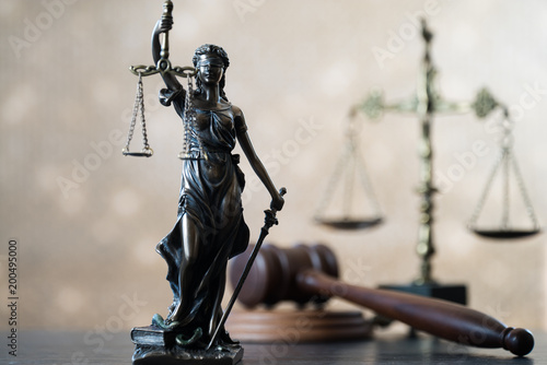 Photography Law symbols on golden bokeh background.