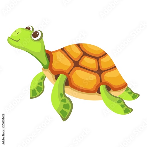 Swimming turtle icon. Cartoon illustration of swimming turtle vector icon for web