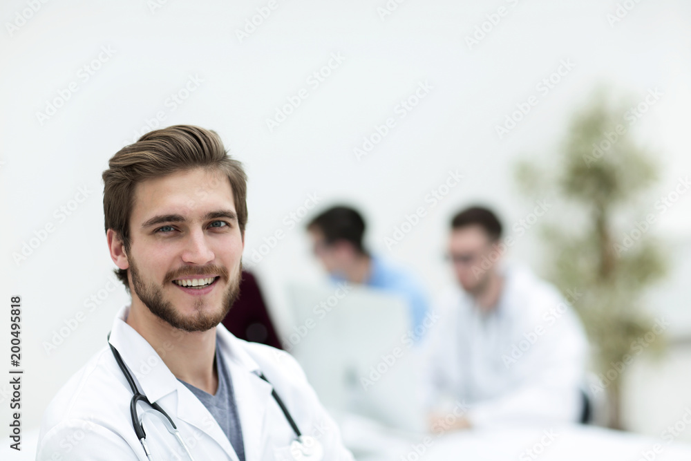 closeup.portrait of a handsome doctor closeup.portrait of a handsome doctor