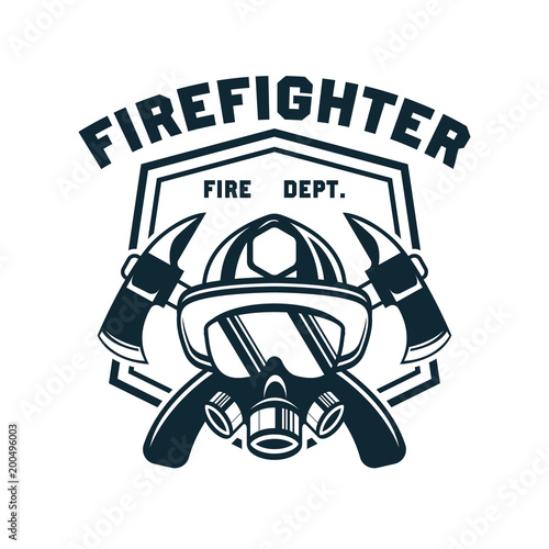 firefighter logo, emblems and insignia with text space for your slogan / tagline. vector illustration