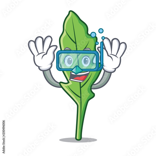Diving arugula character cartoon style