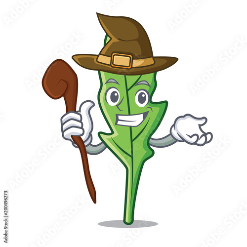 Witch arugula mascot cartoon style